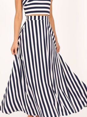 Petal & Pup Navy and White Vertical Stripe Elijah Maxi Skirt